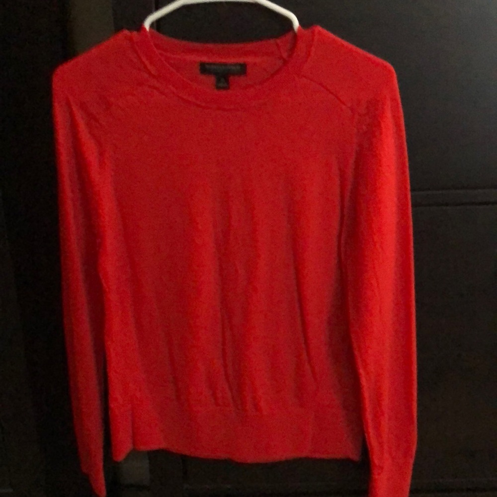 100% Marino Wool Sweater, Machine Washable, in Red Orange